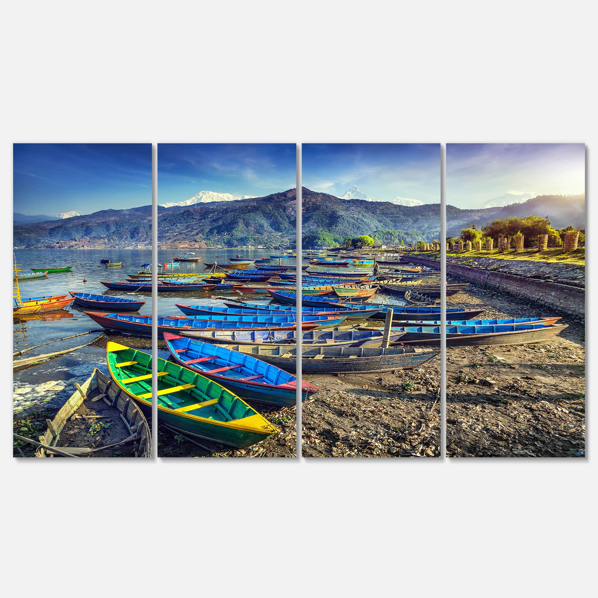 Designart - Colorful Boats in Pokhara Lake